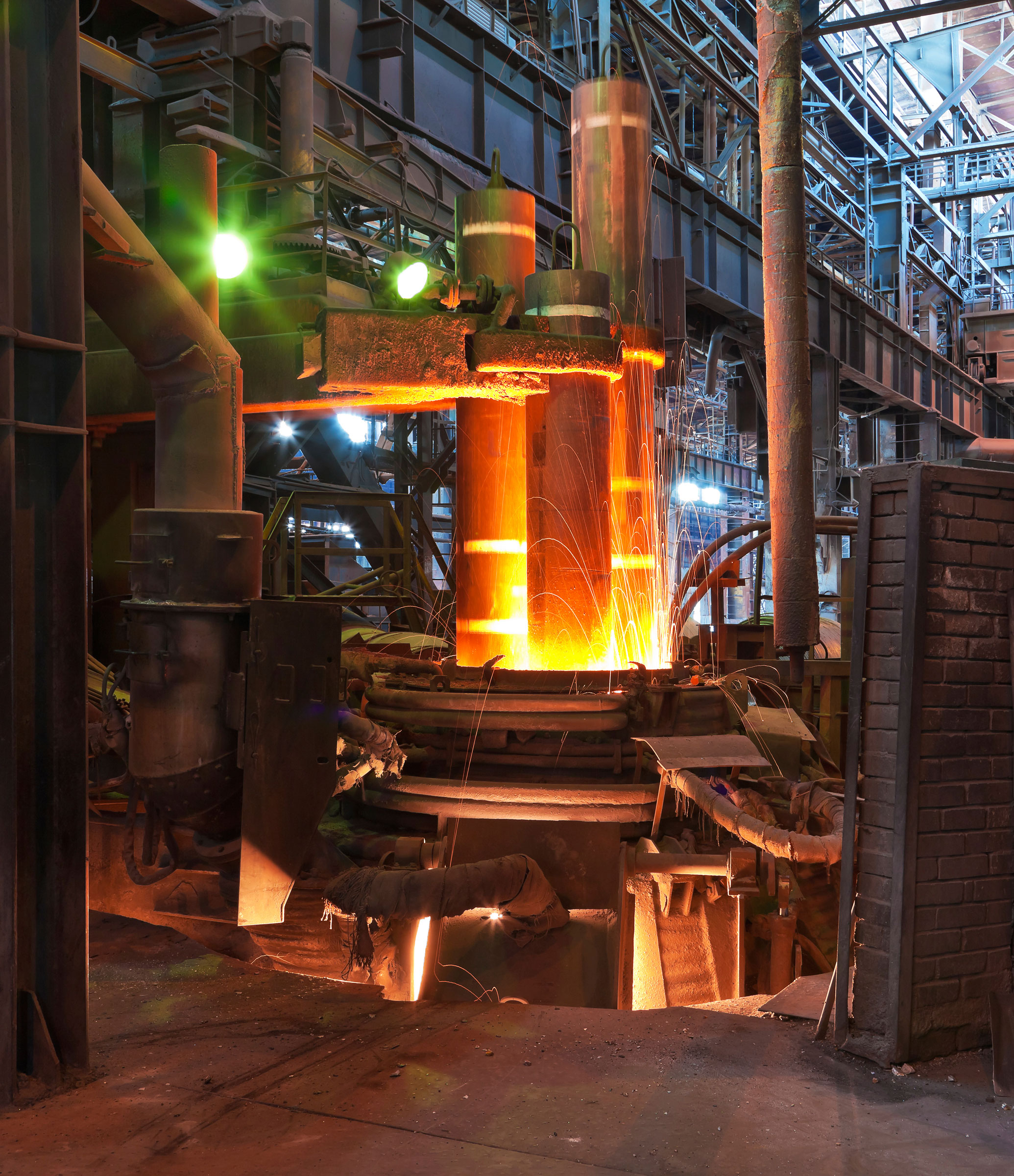 Electroarc furnace at the metallurgical plant